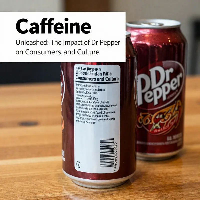 Dr Pepper can showcasing its caffeine content in a vibrant setting.