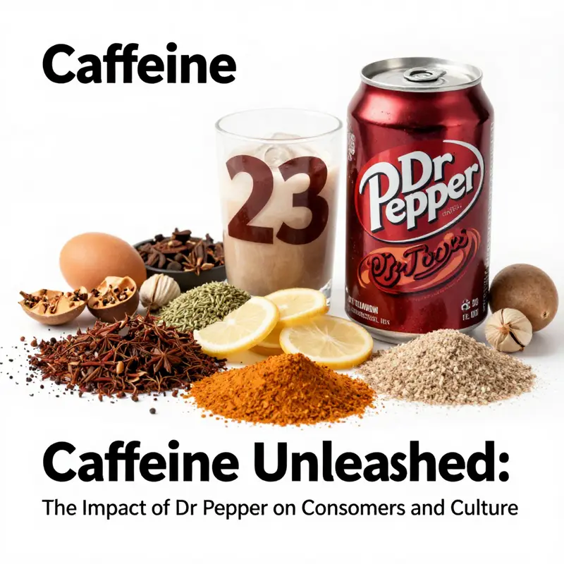 Dr Pepper can showcasing its caffeine content in a vibrant setting.