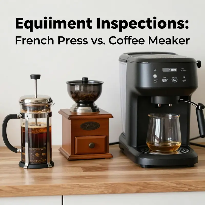 Visual comparison of flavor profiles: French press coffee on the left and coffee maker on the right.