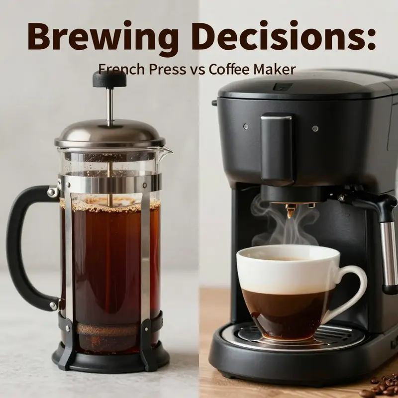 Visual comparison of flavor profiles: French press coffee on the left and coffee maker on the right.