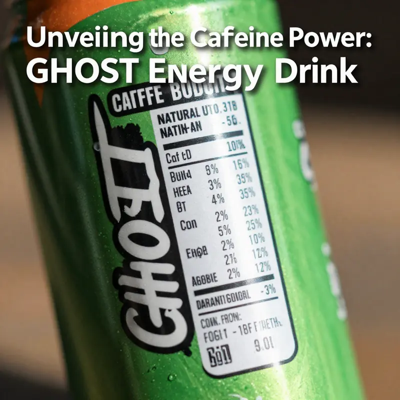 Detailed view of GHOST Energy Drink’s nutrition label highlighting the caffeine composition.