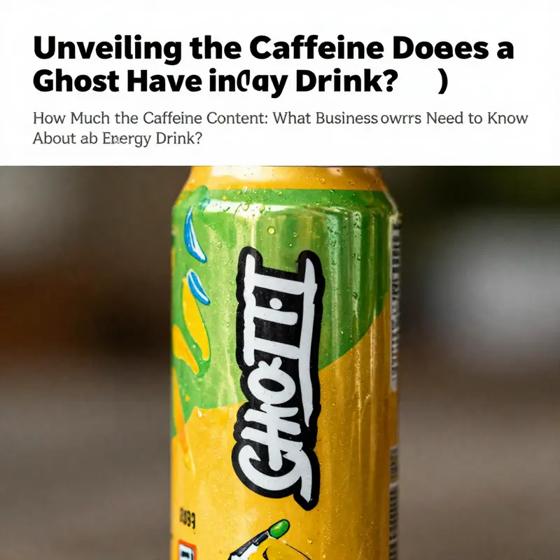 The caffeine content highlighted on a GHOST energy drink can.