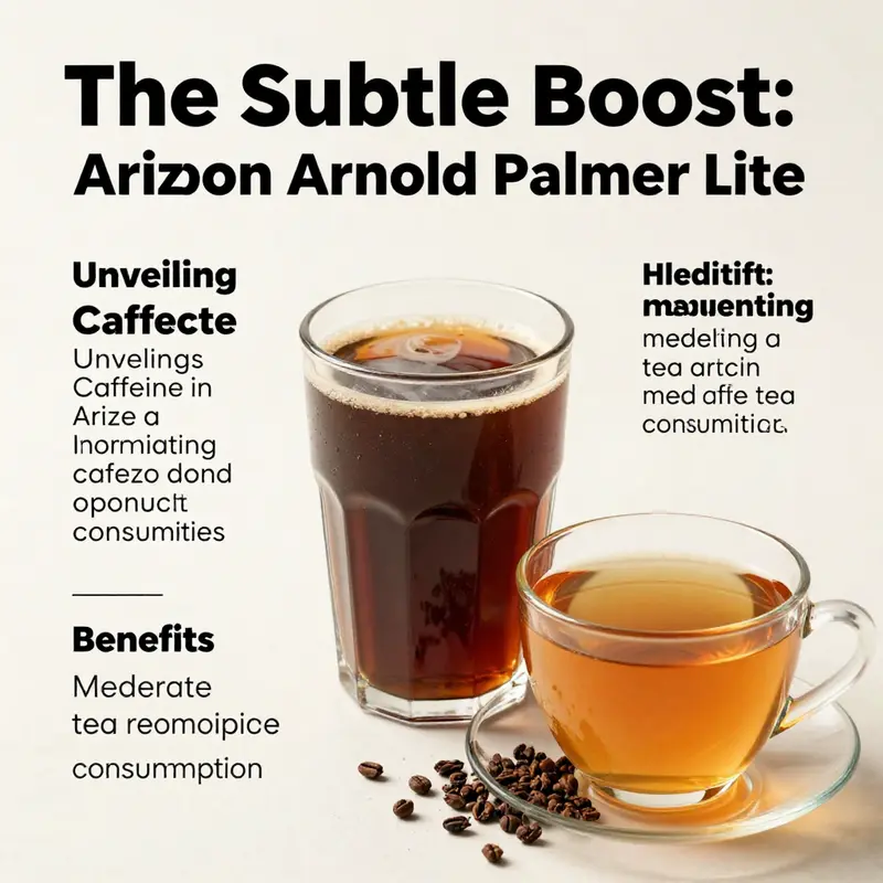 Arizona Arnold Palmer Lite showcases its distinct iced tea and lemonade blend, providing a refreshingly low-caffeine beverage option.