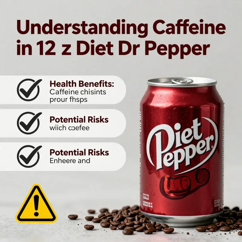 Nutritional profile of 12 oz Diet Dr Pepper showcasing its caffeine content.