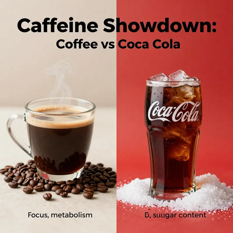 Caffeine content comparison between coffee and Coca-Cola.