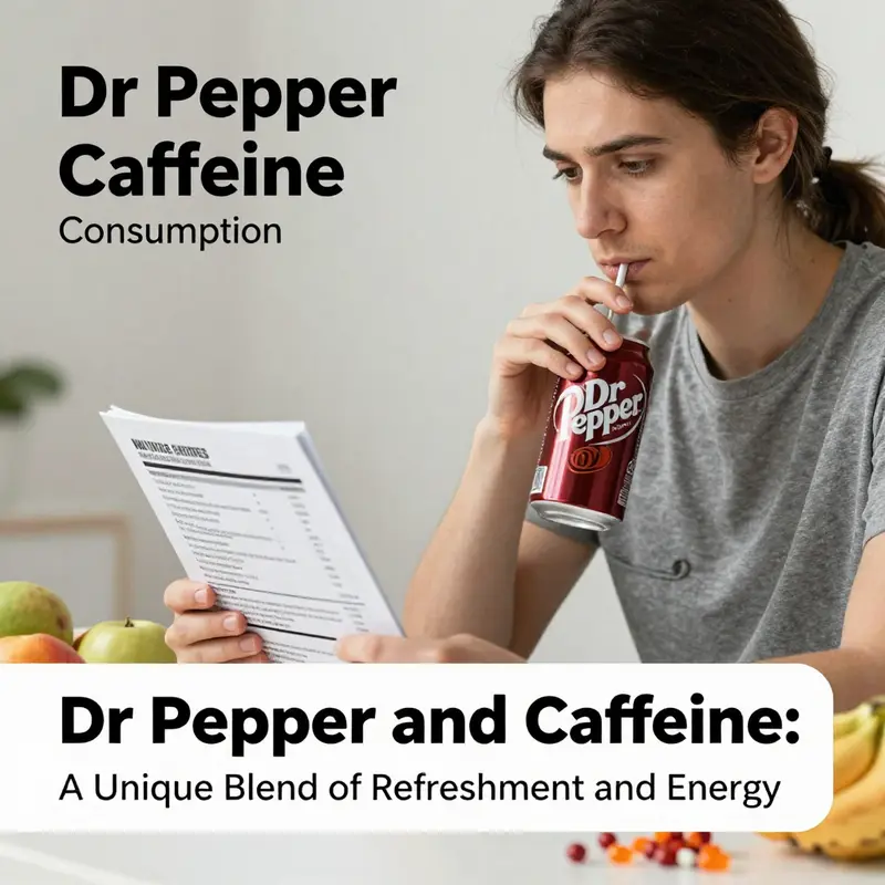 A can of Dr Pepper alongside a measuring cup to illustrate its caffeine content.