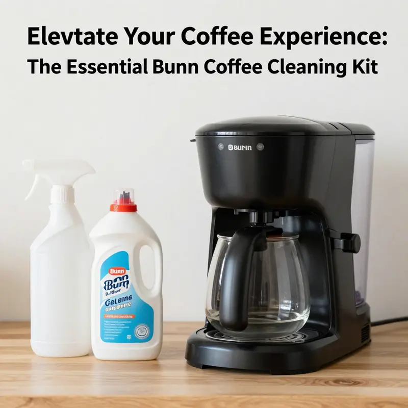 Detailed components of the Bunn coffee maker cleaning kit, highlighting essential tools for maintenance.