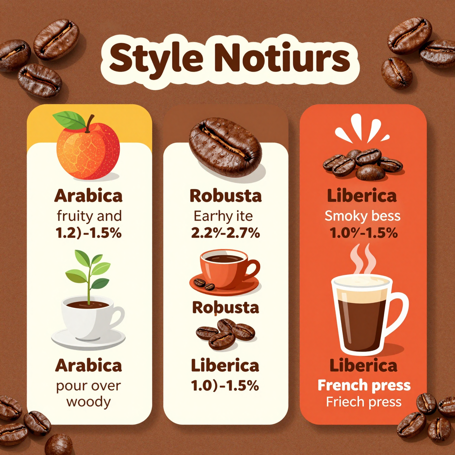 Infographic comparing coffee bean varieties