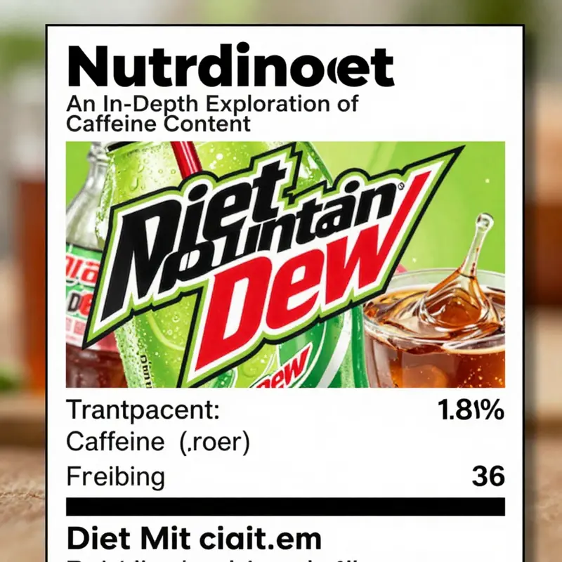 Nutrition facts label focusing on caffeine content in Diet Mountain Dew.