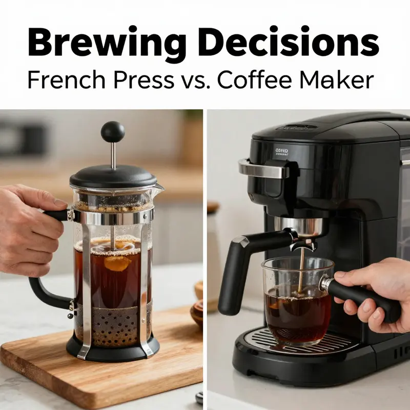 Visual comparison of flavor profiles: French press coffee on the left and coffee maker on the right.