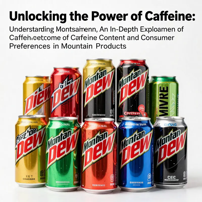 An artistic display of various Mountain Dew cans, highlighting the brand's vibrant colors and energetic appeal.