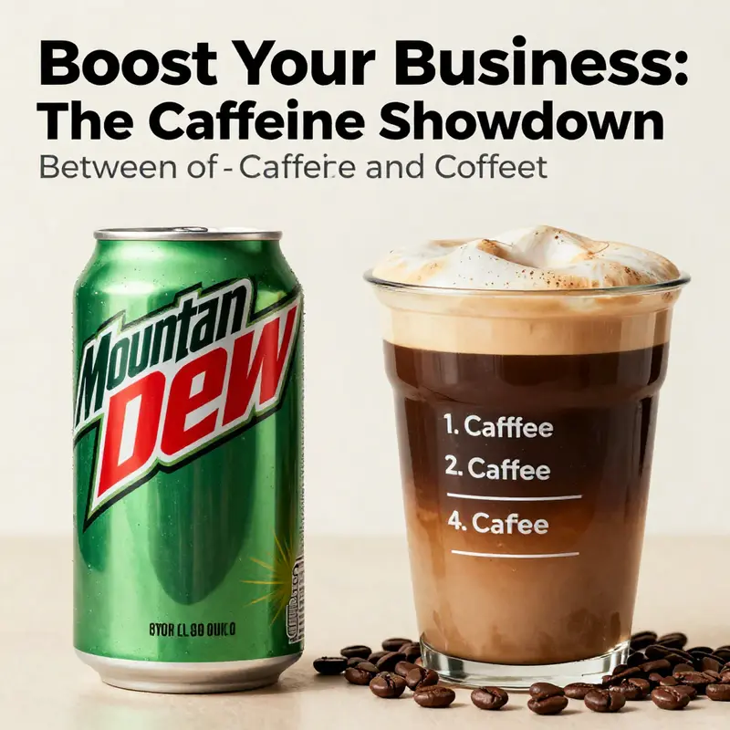 Direct comparison of caffeine content in Mountain Dew and coffee.