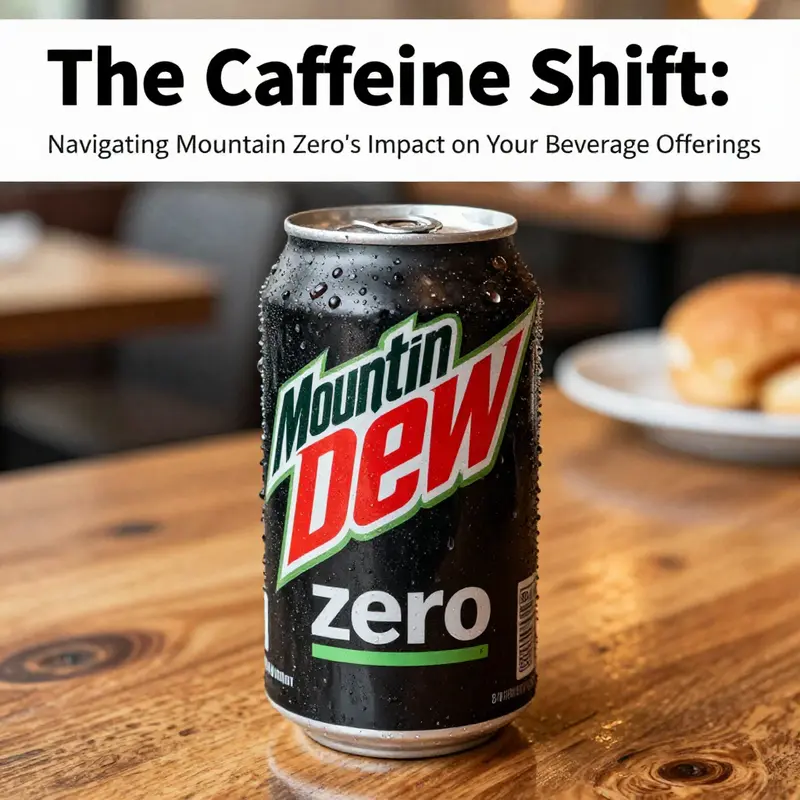 A chilled can of Mountain Dew Zero with droplets of condensation, emphasizing its refreshing caffeine boost.