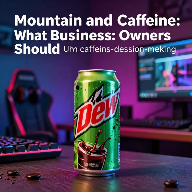 A vibrant gaming setup with Mountain Dew cans, depicting its caffeine content's relevance to performance and health.