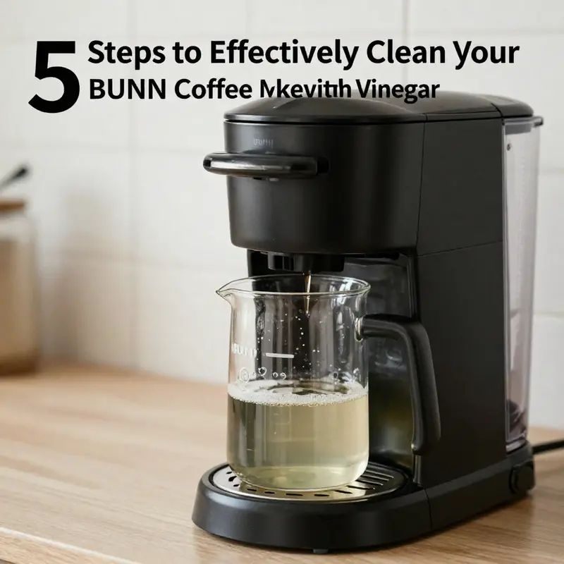 Preparing the vinegar and water mixture for cleaning the BUNN coffee maker.