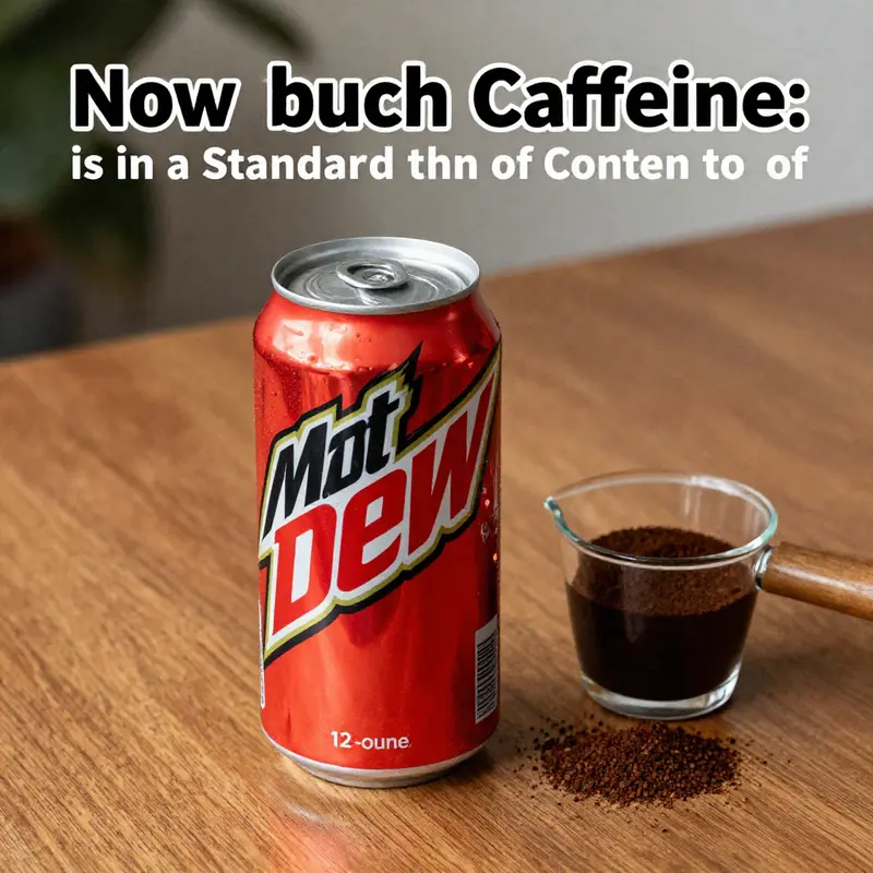 A standard can of Mountain Dew showcasing its distinct branding and caffeine content.