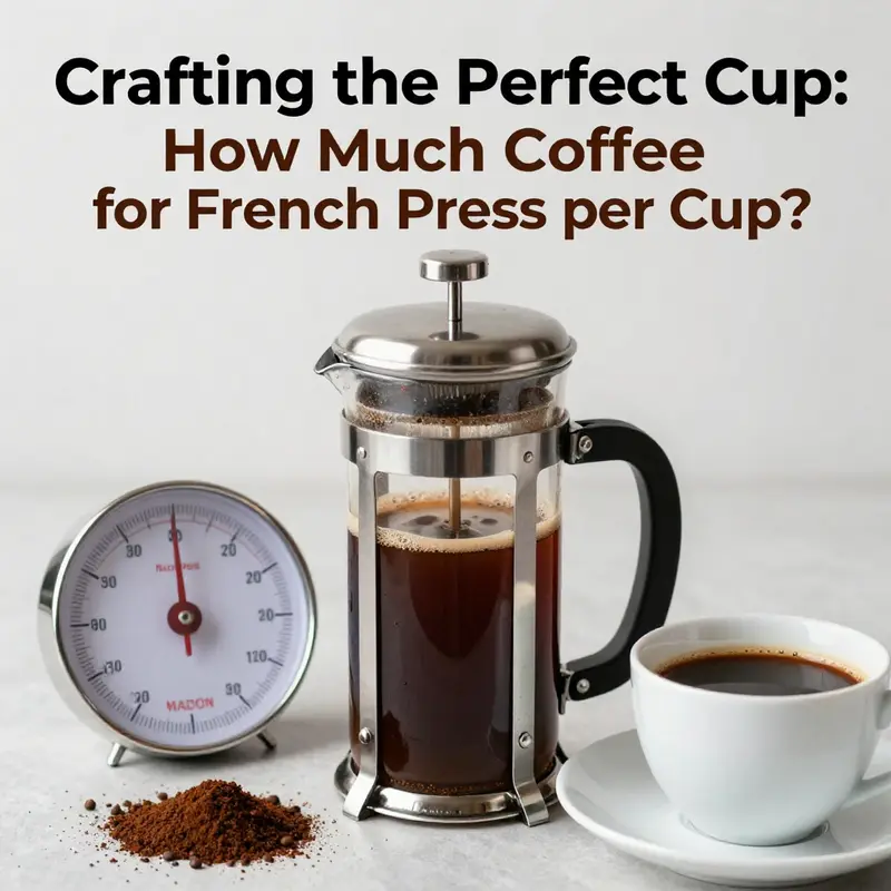 Standard coffee measurements in action with a French press and fresh coffee.