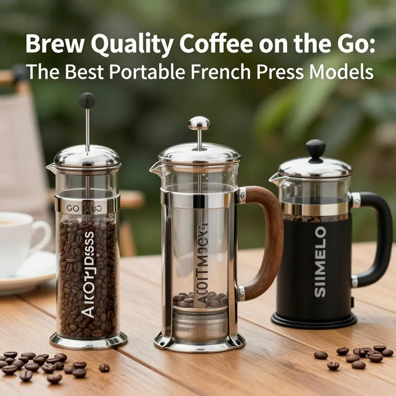 An array of top portable French press models highlighting their unique designs.