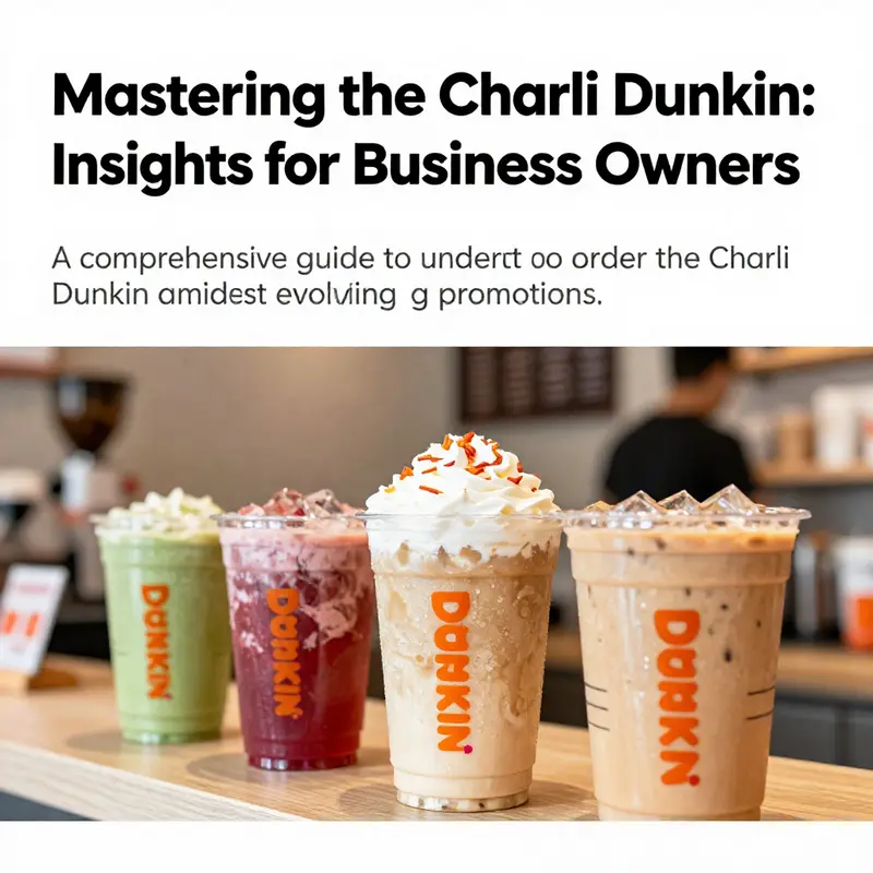 A cheerful café setting featuring a display of various Dunkin’ drinks, symbolizing trendy beverage offerings.