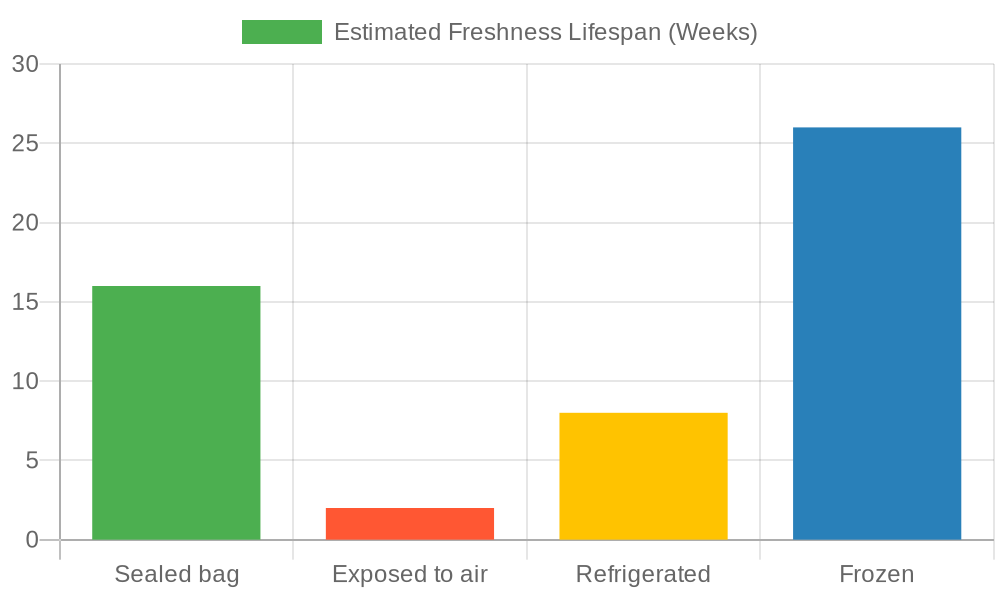 Estimated Freshness Lifespan for Coffee Storage Conditions